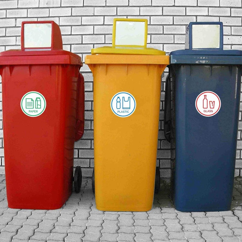 Toros.Store 6 Pack 6" Glass, Paper, Plastic, Metal, Trash, Recycle Sign Stickers - Self-Adhesive Vinyl Decal Recycle Logos - Eco-Friendly Trash Can Signs - 6" - Indoor & Outdoor Use - Waterproof & UV Protected - Image 5